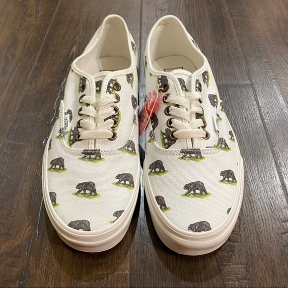Vans Authentic Outdoors‎ Blanc de Blanc Bear Print Sneakers Size 9 Men - Picture 4 of 11